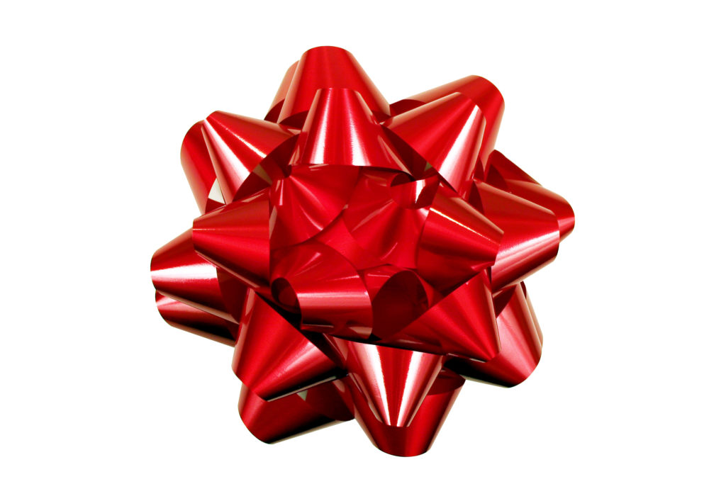 Red bow to be used in placing on top of items - gifts, products, etc.