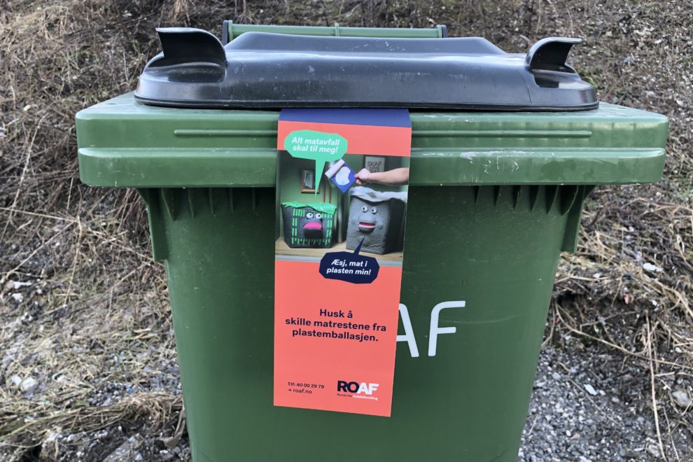 matavfallskampanje tag på beholder